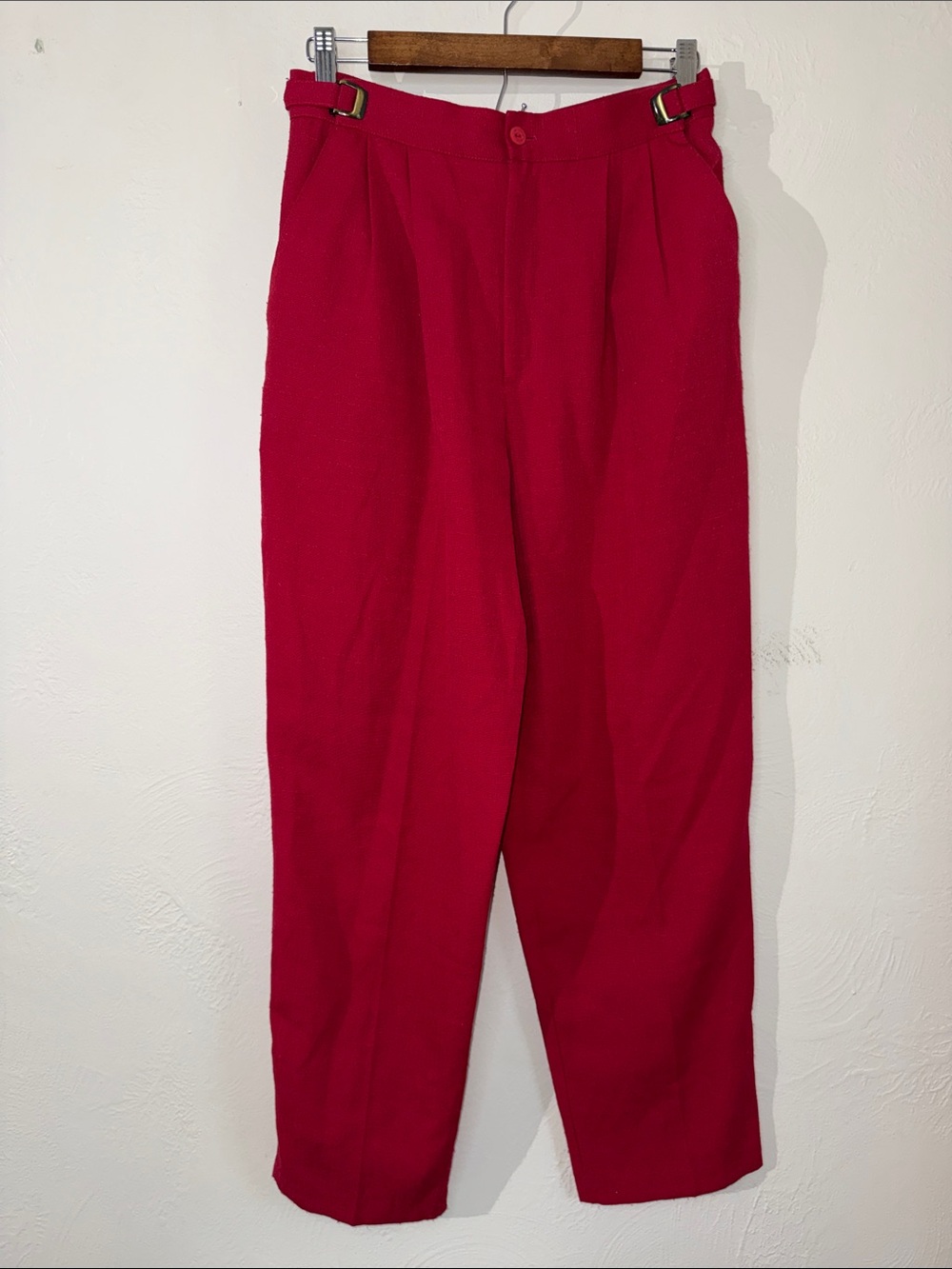Vintage C.B. Collections Red Pleated Pants 6P Adjustable Waist